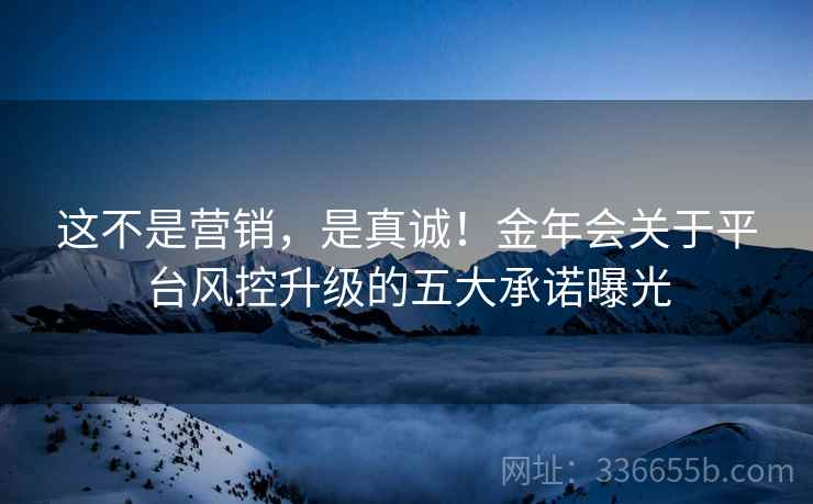 这不是营销，是真诚！金年会关于平台风控升级的五大承诺曝光