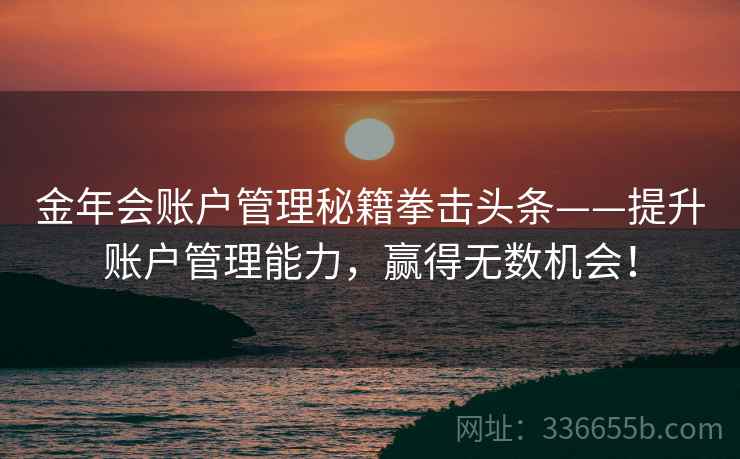 金年会账户管理秘籍拳击头条——提升账户管理能力，赢得无数机会！