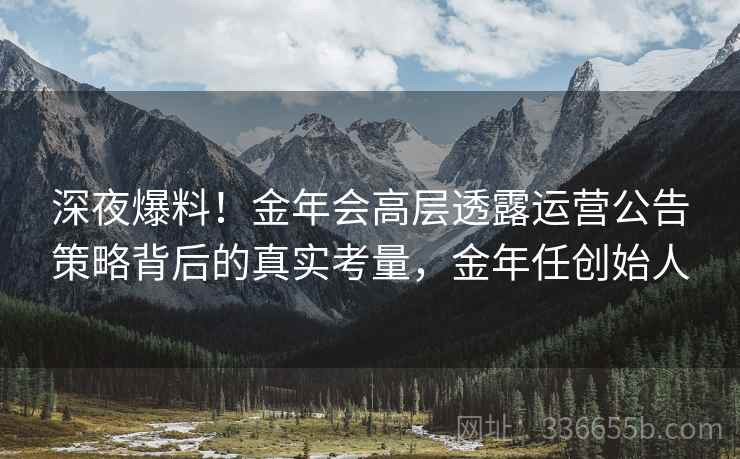 深夜爆料！金年会高层透露运营公告策略背后的真实考量，金年任创始人