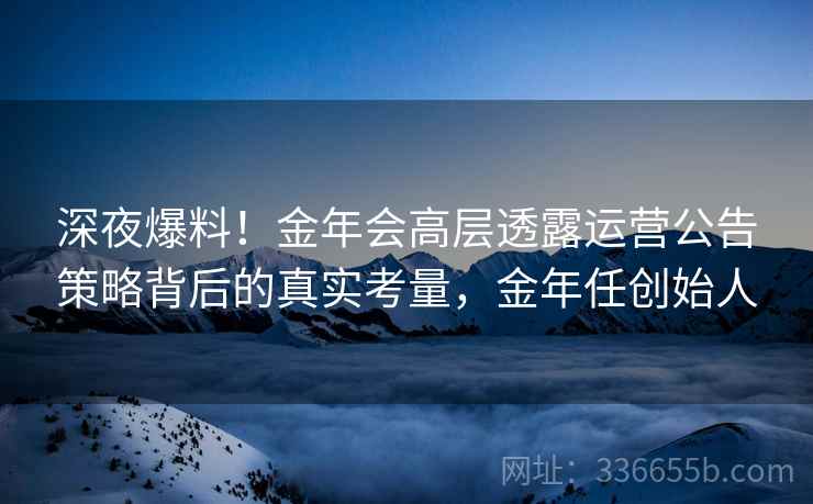 深夜爆料！金年会高层透露运营公告策略背后的真实考量，金年任创始人